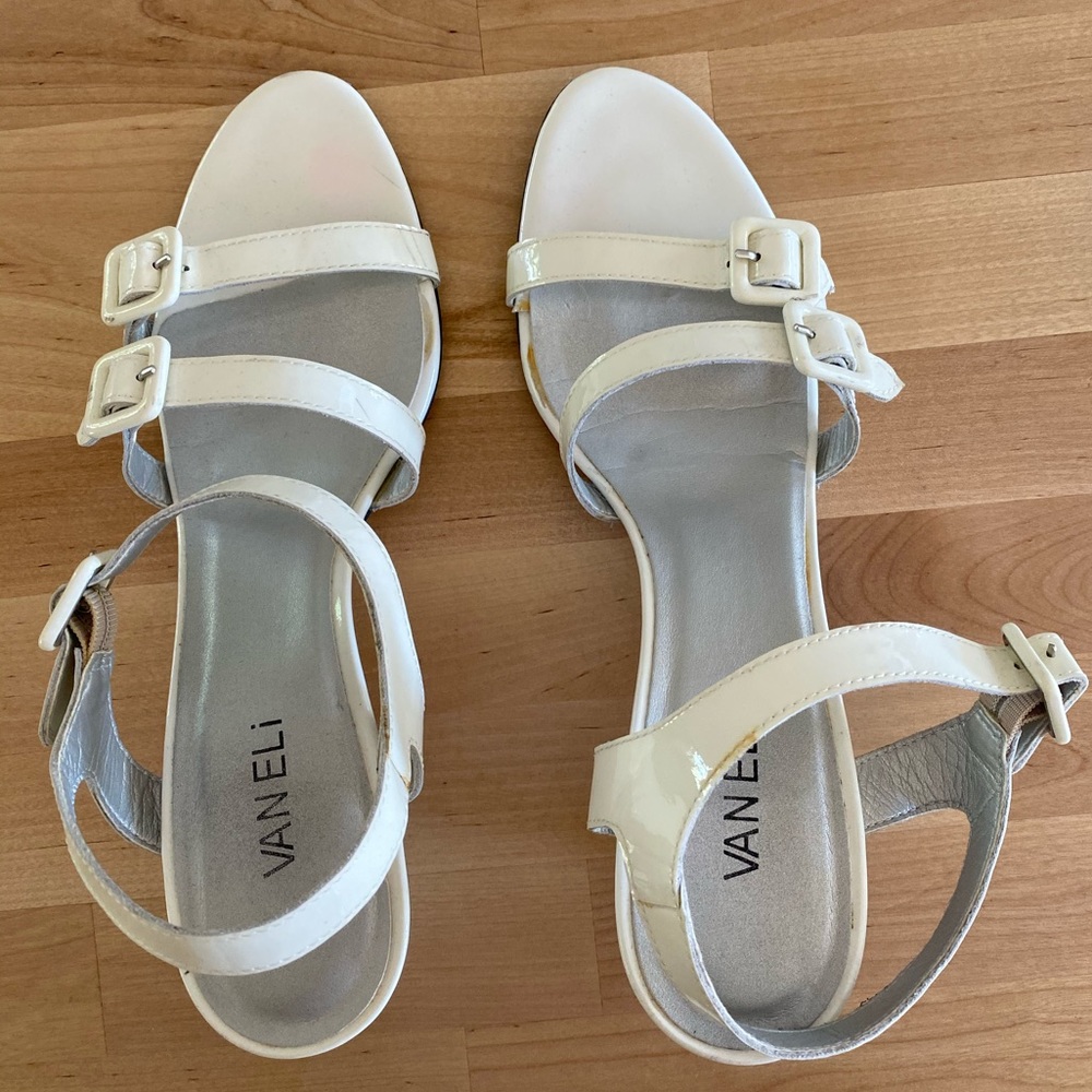 White strapped Vaneli sandals